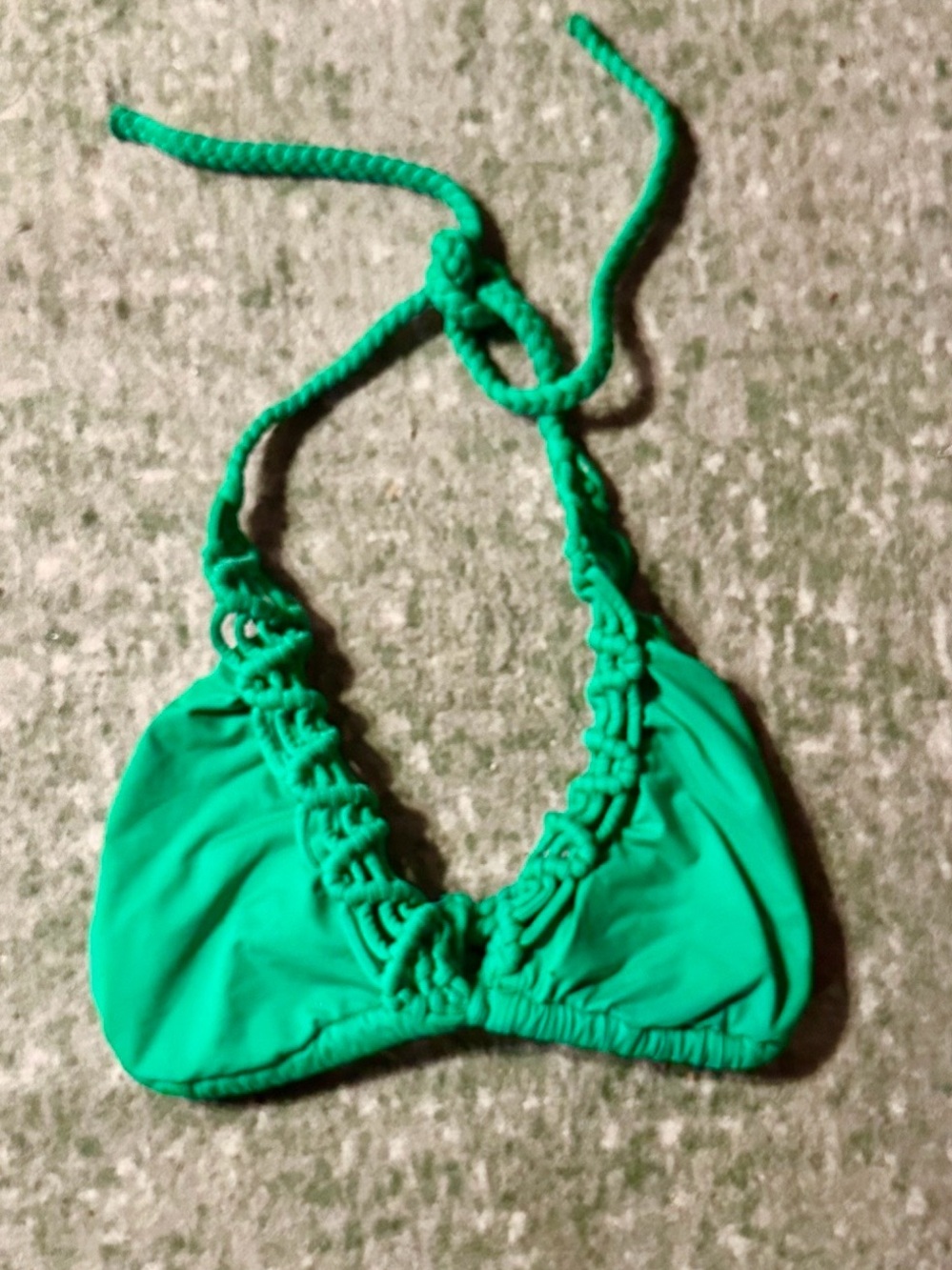 ViX Paula HERMANNY Apple Green Triangle Bikini TOP w/distinct braiding RARE! (M)